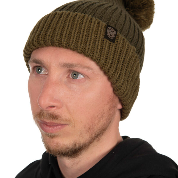 FOX HEAVY KNIT BOBBLE HAT OLIVE