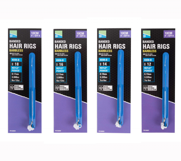 PRESTON KKM-B MAG STORE BANDED HAIR RIG 0.19MM 38CM N° 12