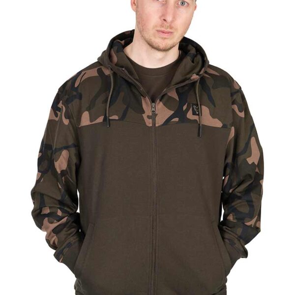 FOX LW KHAKI/CAMO SPLIT ZIP HOODY S