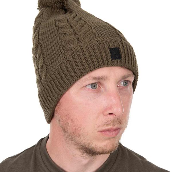 FOX KHAKI KNITTED BOBBLE HAT